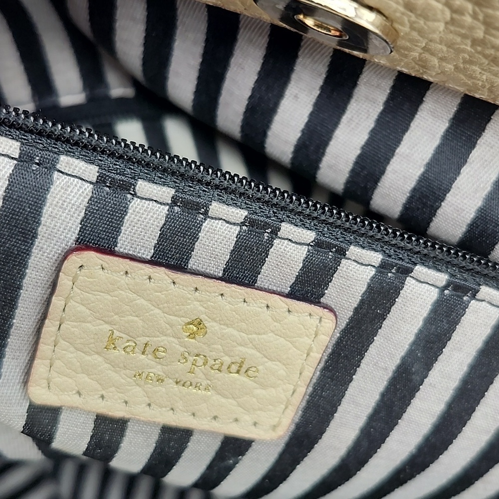 Kate Spade Chic Purse Leather Navy & Cream Large Tote/purse - Picture 7 of 8